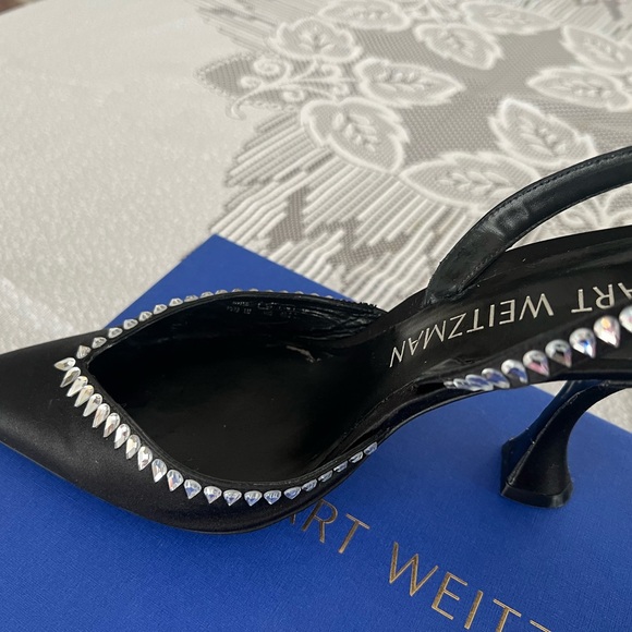 Stuart Weitzman Black Heels with Silver Detailing - Picture 3 of 6